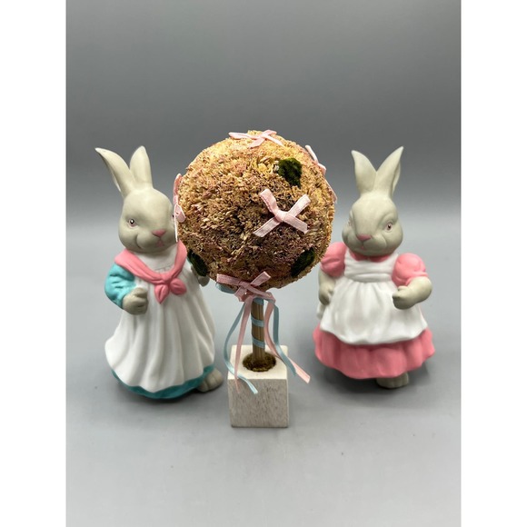 Vintage Carrot Patch Square Dept 56 Maypole Bunnies Vintage Easter Bunny - Picture 4 of 9